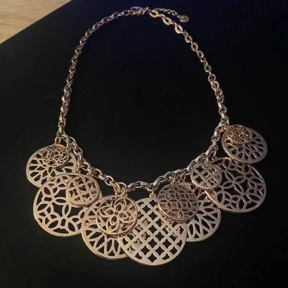 Charter Club Gold Tone Filigree Discs Necklace - Picture 2 of 2